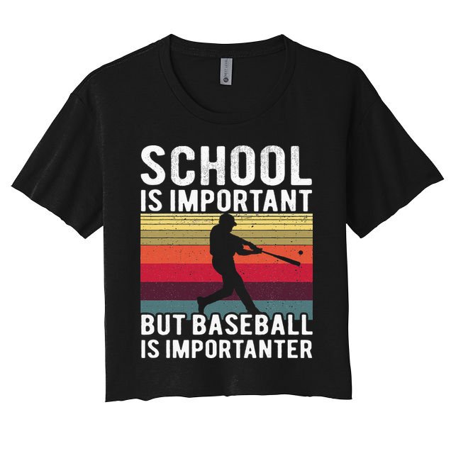 School Is Important But Baseball Is Importanter Vintage Crop Top