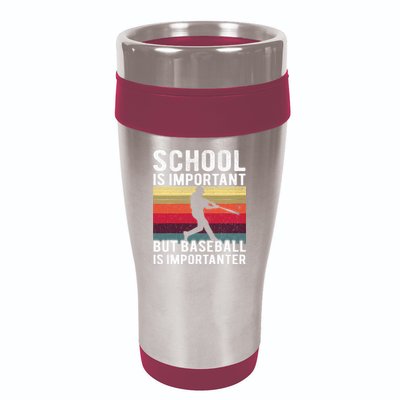 School Is Important But Baseball Is Importanter Vintage 16oz Travel Tumbler