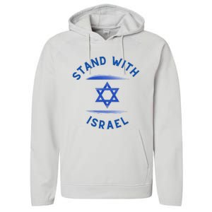 Support Israel I Stand With Israel Israeli Flag Performance Fleece Hoodie