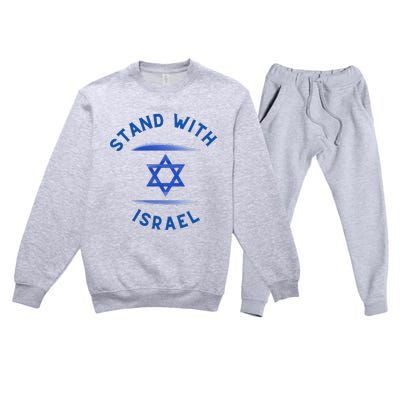 Support Israel I Stand With Israel Israeli Flag Premium Crewneck Sweatsuit Set