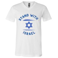 Support Israel I Stand With Israel Israeli Flag V-Neck T-Shirt