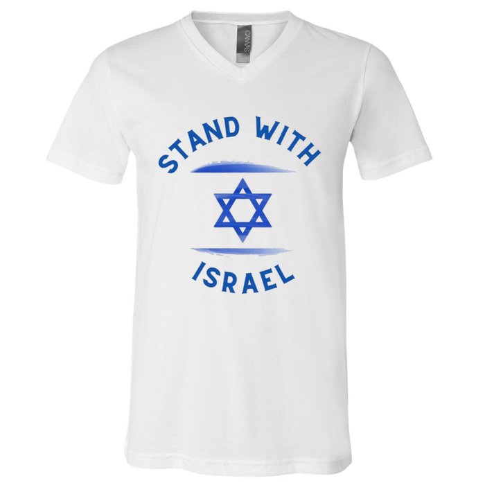 Support Israel I Stand With Israel Israeli Flag V-Neck T-Shirt