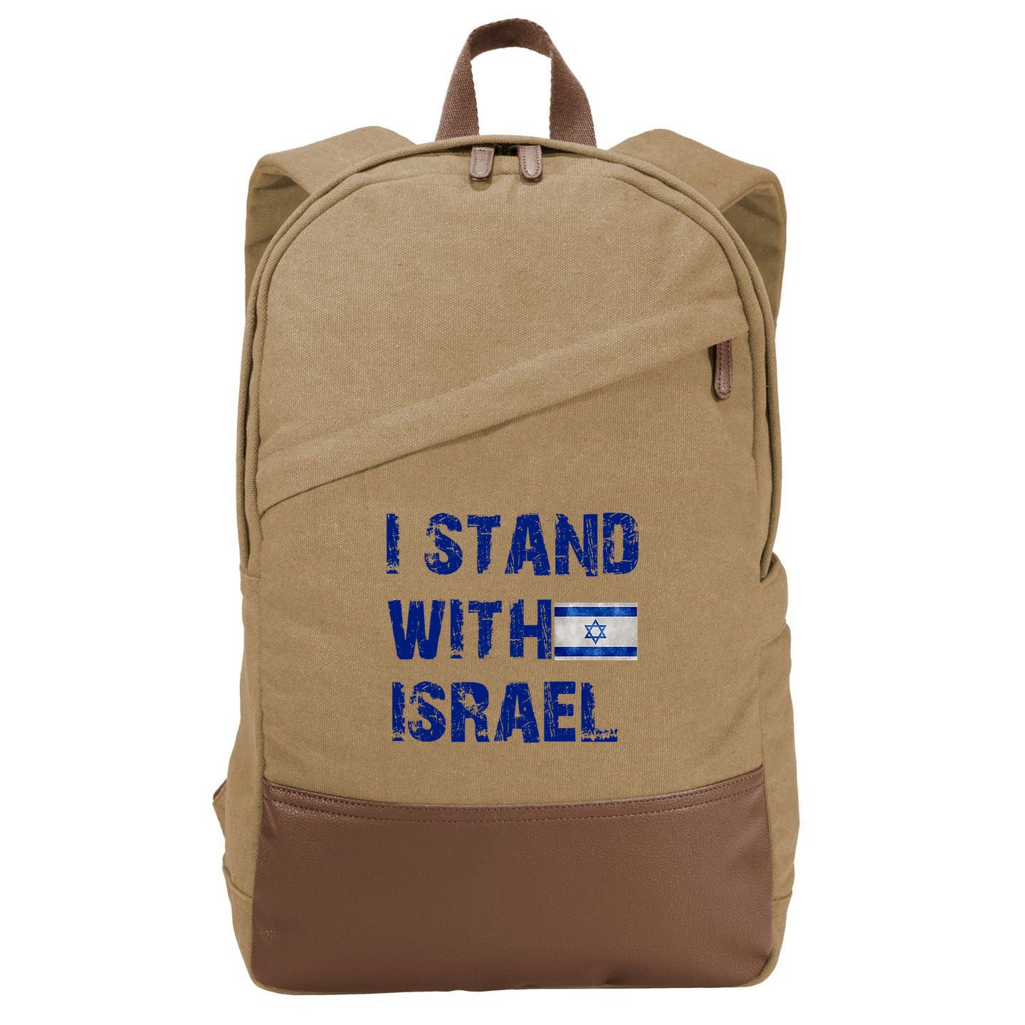 Support Israel I Stand With Israel Israeli Flag Pray For Israel Cotton Canvas Backpack