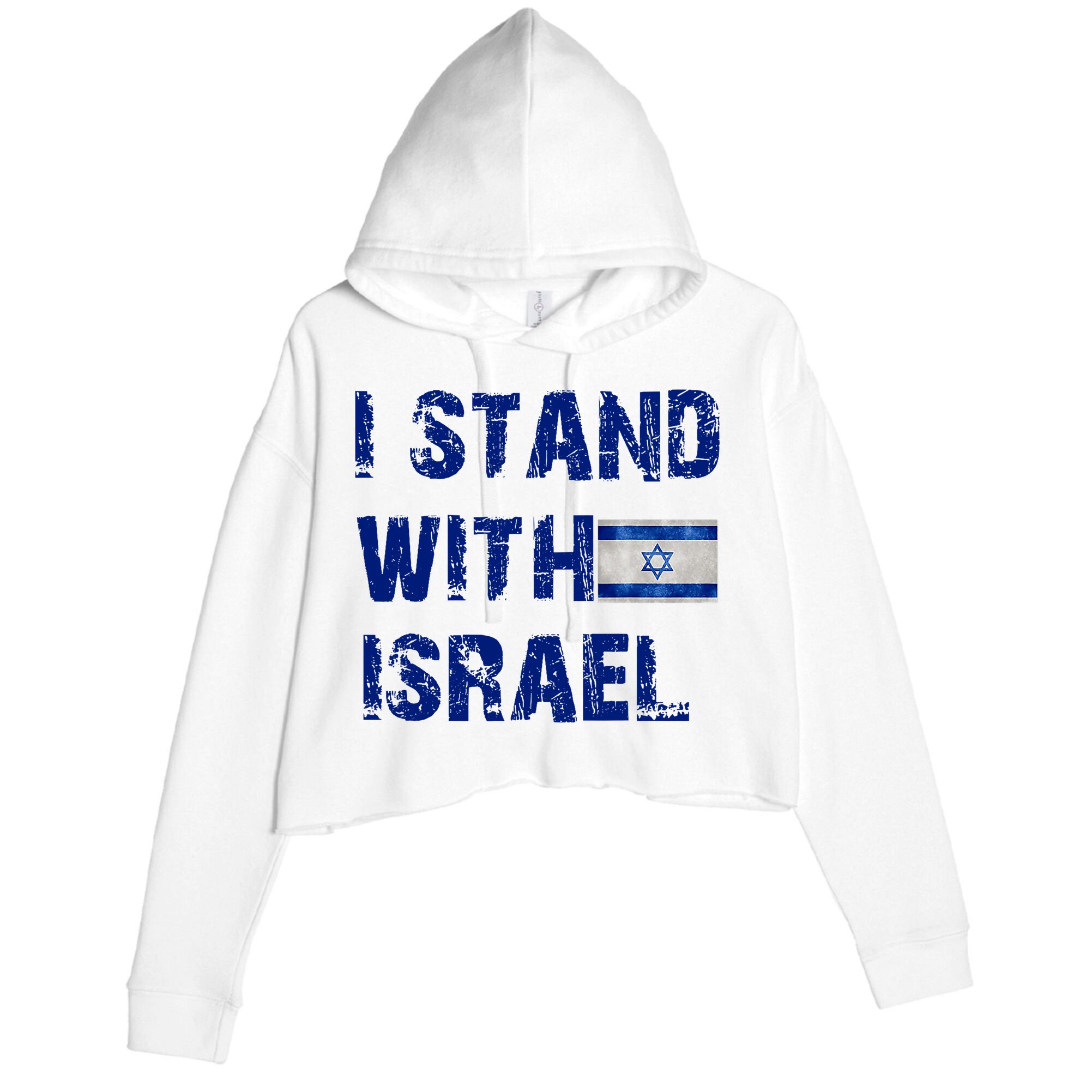 Support Israel I Stand With Israel Israeli Flag Pray For Israel Crop Fleece Hoodie