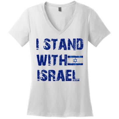 Support Israel I Stand With Israel Israeli Flag Pray For Israel Women's V-Neck T-Shirt