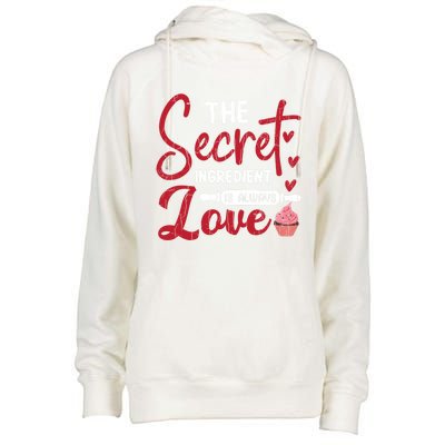 Secret Ingredient Is Love Valentines Day Graphic Great Gift Womens Funnel Neck Pullover Hood