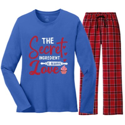 Secret Ingredient Is Love Valentines Day Graphic Great Gift Women's Long Sleeve Flannel Pajama Set 