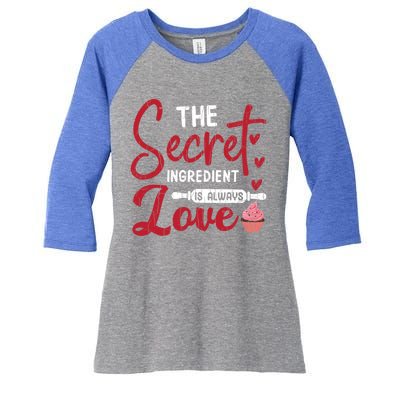 Secret Ingredient Is Love Valentines Day Graphic Great Gift Women's Tri-Blend 3/4-Sleeve Raglan Shirt