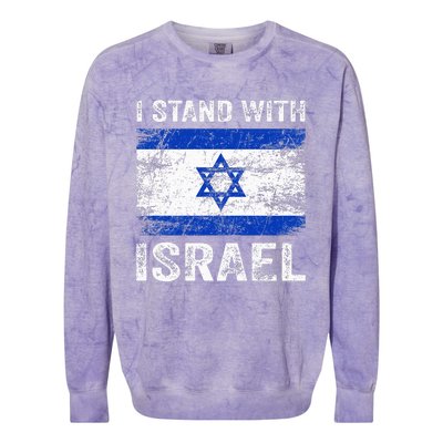 Support Israel I Stand With Israel Israeli Flag Colorblast Crewneck Sweatshirt