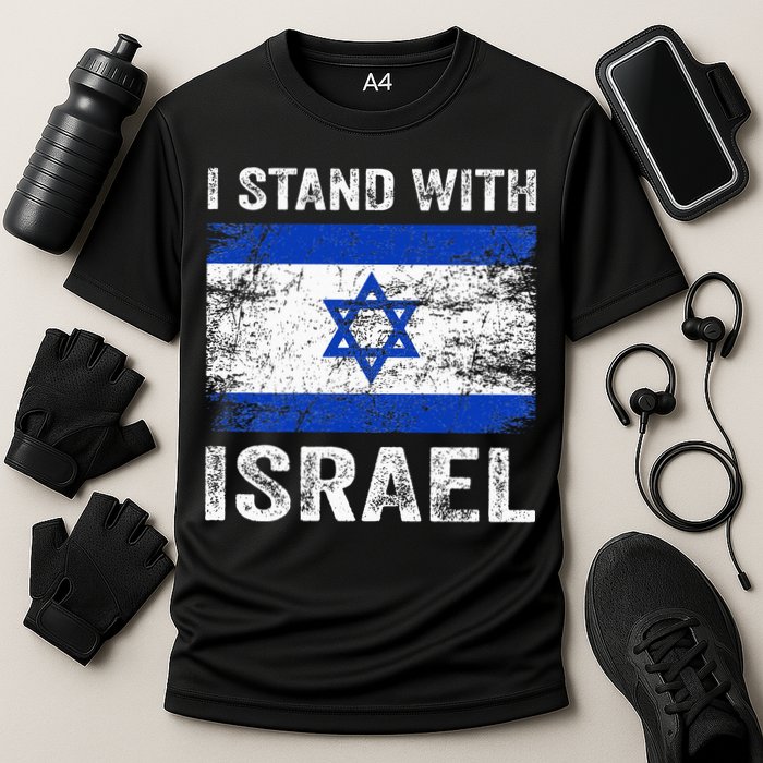 Support Israel I Stand With Israel Israeli Flag Cooling Performance Crew T-Shirt