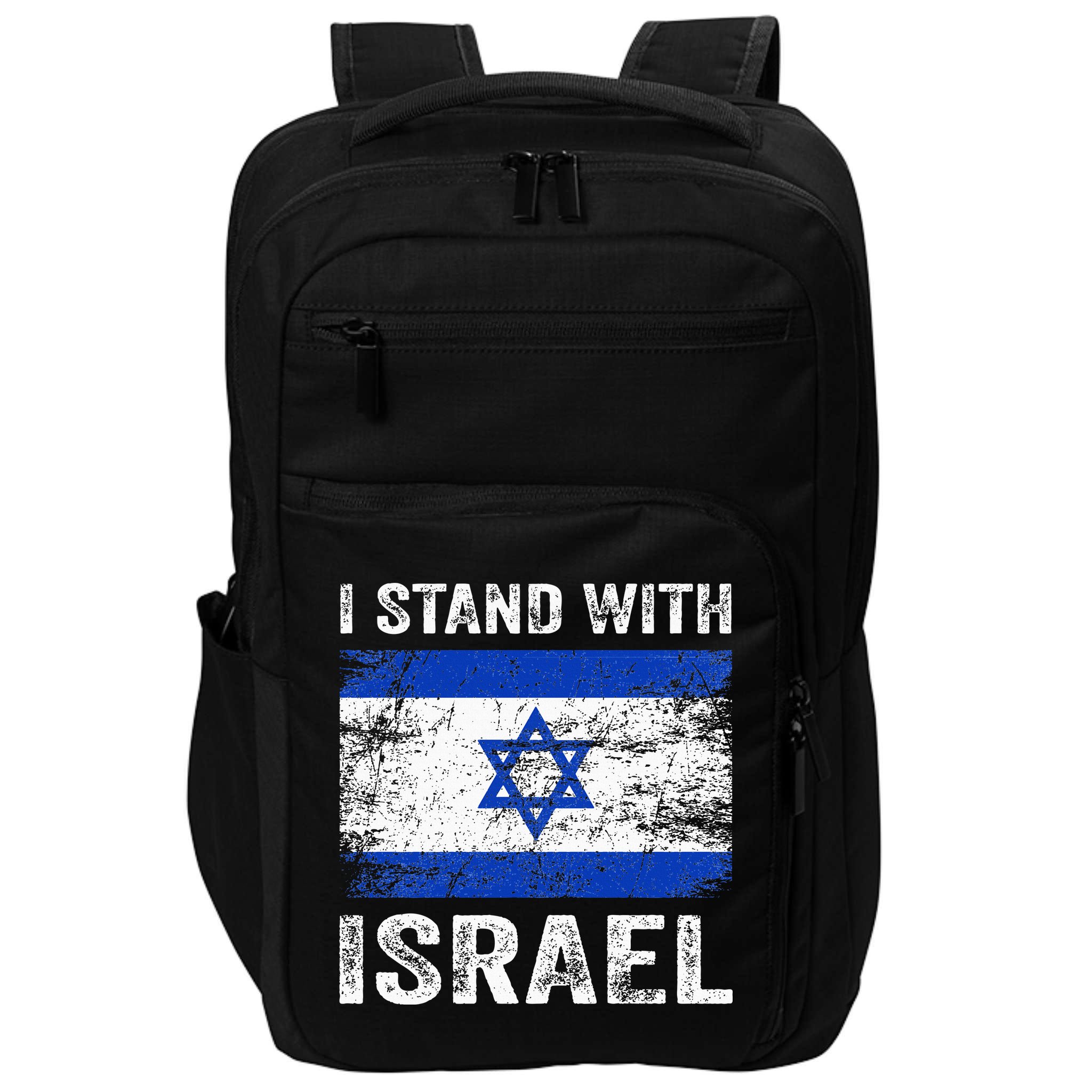 Support Israel I Stand With Israel Israeli Flag Impact Tech Backpack