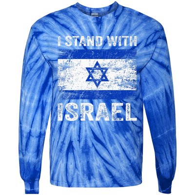 Support Israel I Stand With Israel Israeli Flag Tie-Dye Long Sleeve Shirt