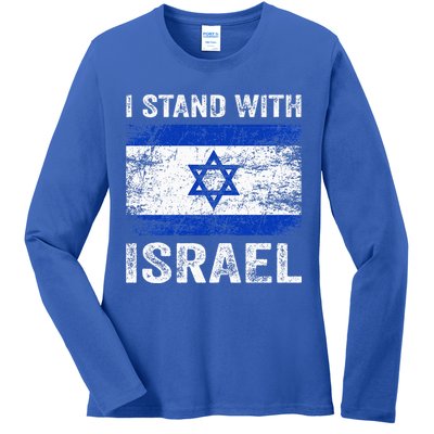 Support Israel I Stand With Israel Israeli Flag Ladies Long Sleeve Shirt