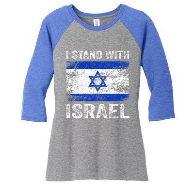 Support Israel I Stand With Israel Israeli Flag Women's Tri-Blend 3/4-Sleeve Raglan Shirt