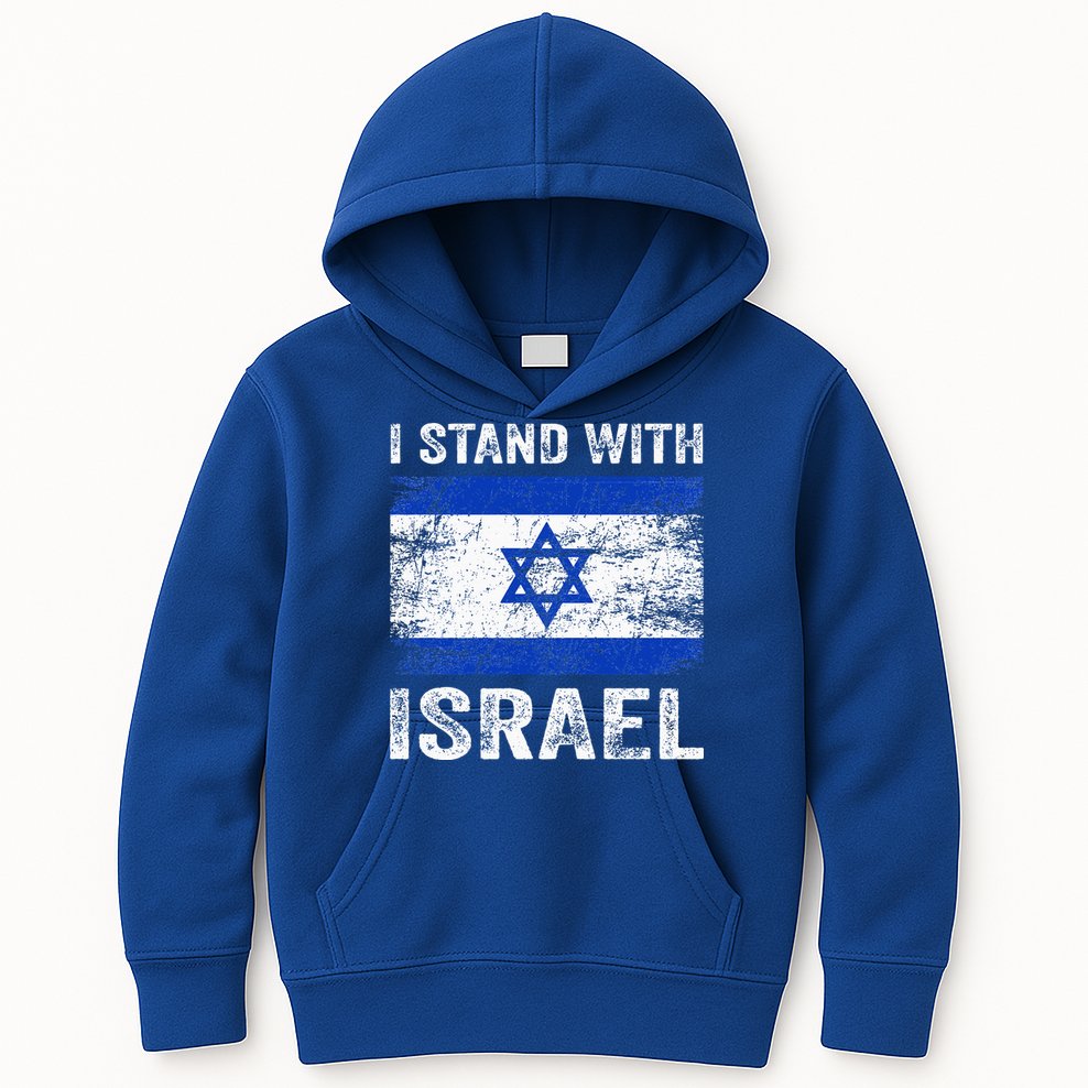 Support Israel I Stand With Israel Israeli Flag Kids Hoodie