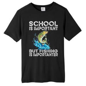 School Is Important But Fishing Is Importanter Funny Fishing Tall Fusion ChromaSoft Performance T-Shirt