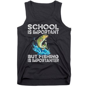 School Is Important But Fishing Is Importanter Funny Fishing Tank Top