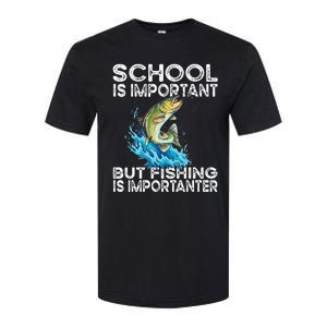 School Is Important But Fishing Is Importanter Funny Fishing Softstyle CVC T-Shirt