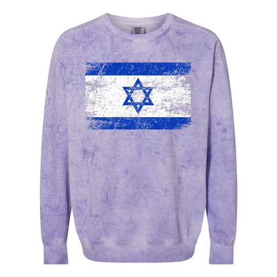 Support Israel I Stand With Israel Israeli Flag Colorblast Crewneck Sweatshirt