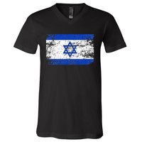 Support Israel I Stand With Israel Israeli Flag V-Neck T-Shirt