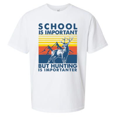 School Is Important But Hunting Is Importanter Deer Hunting Sueded Cloud Jersey T-Shirt