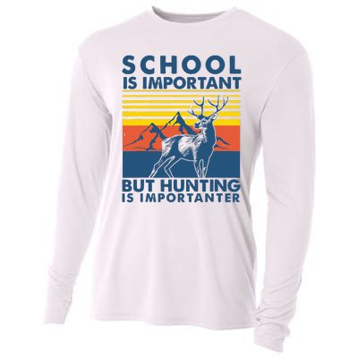 School Is Important But Hunting Is Importanter Deer Hunting Cooling Performance Long Sleeve Crew