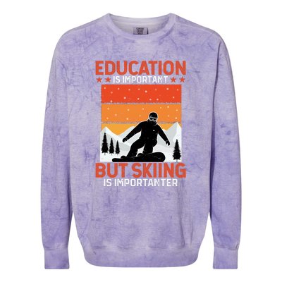 Skiing Is Importanter Funny But Skiing Colorblast Crewneck Sweatshirt