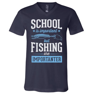 School Is Important But Fishing Is Importanter V-Neck T-Shirt