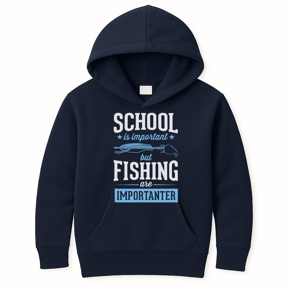 School Is Important But Fishing Is Importanter Kids Hoodie