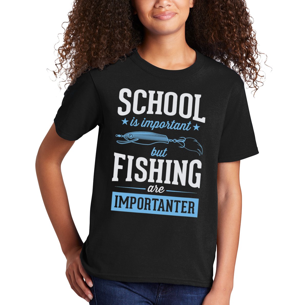 School Is Important But Fishing Is Importanter Kids T-Shirt