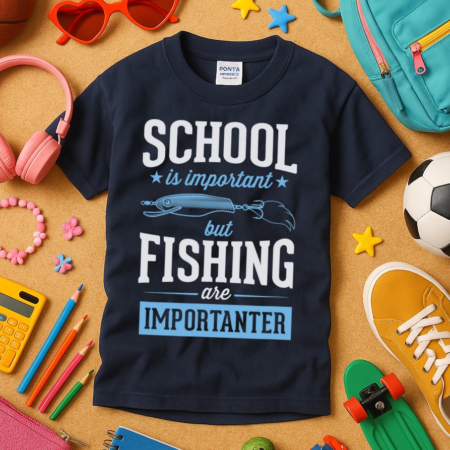 School Is Important But Fishing Is Importanter Kids T-Shirt