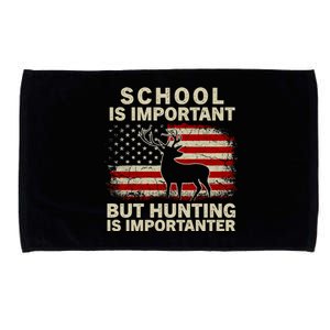 School Is Important But Hunting Is Importanter USA FLag Microfiber Hand Towel