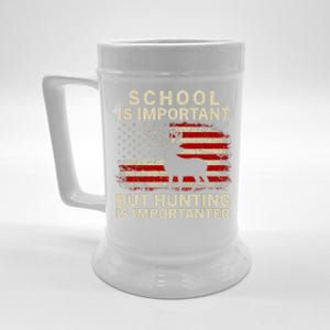 School Is Important But Hunting Is Importanter USA FLag Beer Stein