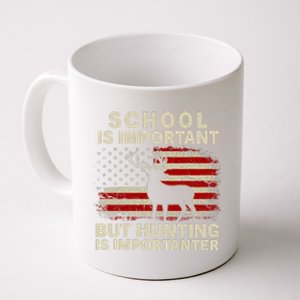 School Is Important But Hunting Is Importanter USA FLag Coffee Mug