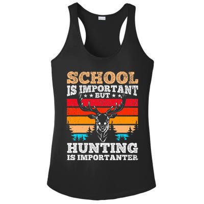 School Is Important But Hunting Is Importanter Hunting Ladies PosiCharge Competitor Racerback Tank