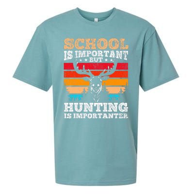 School Is Important But Hunting Is Importanter Hunting Sueded Cloud Jersey T-Shirt