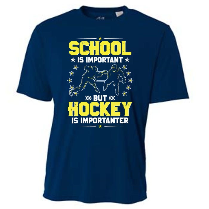 School Is Important, But Hockey Is Importanter Hockey Tee Cooling Performance Crew T-Shirt