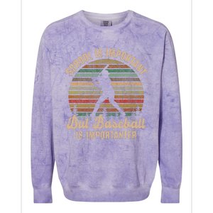 School Is Important But Baseball Is Importanter For Kids Colorblast Crewneck Sweatshirt