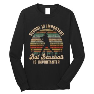 School Is Important But Baseball Is Importanter For Kids Long Sleeve Shirt