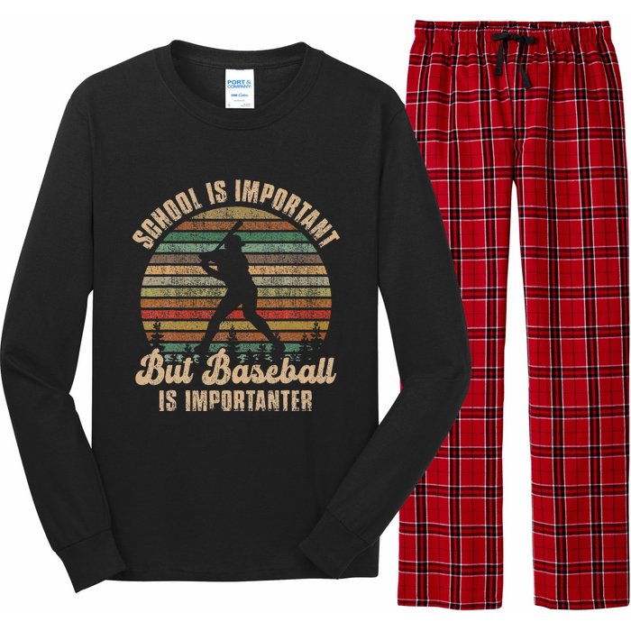 School Is Important But Baseball Is Importanter For Kids Long Sleeve Pajama Set