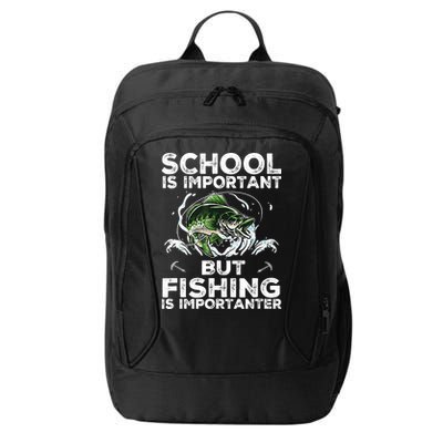 School Is Important But Fishing Is Importanter Funny Fishing City Backpack