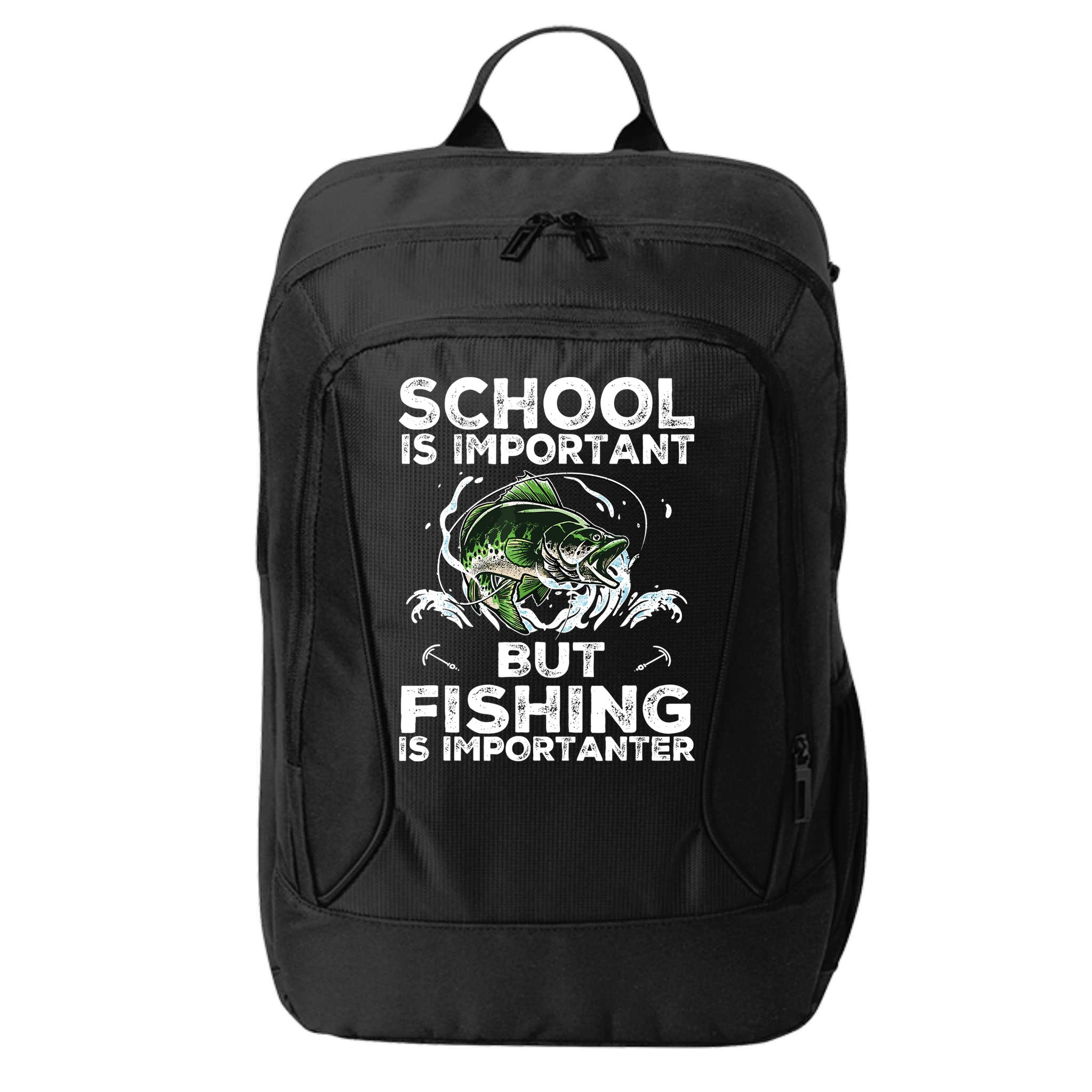 School Is Important But Fishing Is Importanter Funny Fishing City Backpack