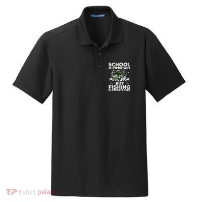 School Is Important But Fishing Is Importanter Funny Fishing Dry Zone Grid Polo