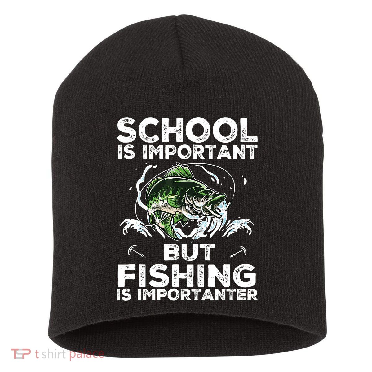 School Is Important But Fishing Is Importanter Funny Fishing Short Acrylic Beanie