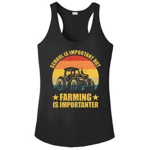 School Is Important Farming Is Importanter Ladies PosiCharge Competitor Racerback Tank