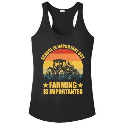 School Is Important Farming Is Importanter Ladies PosiCharge Competitor Racerback Tank