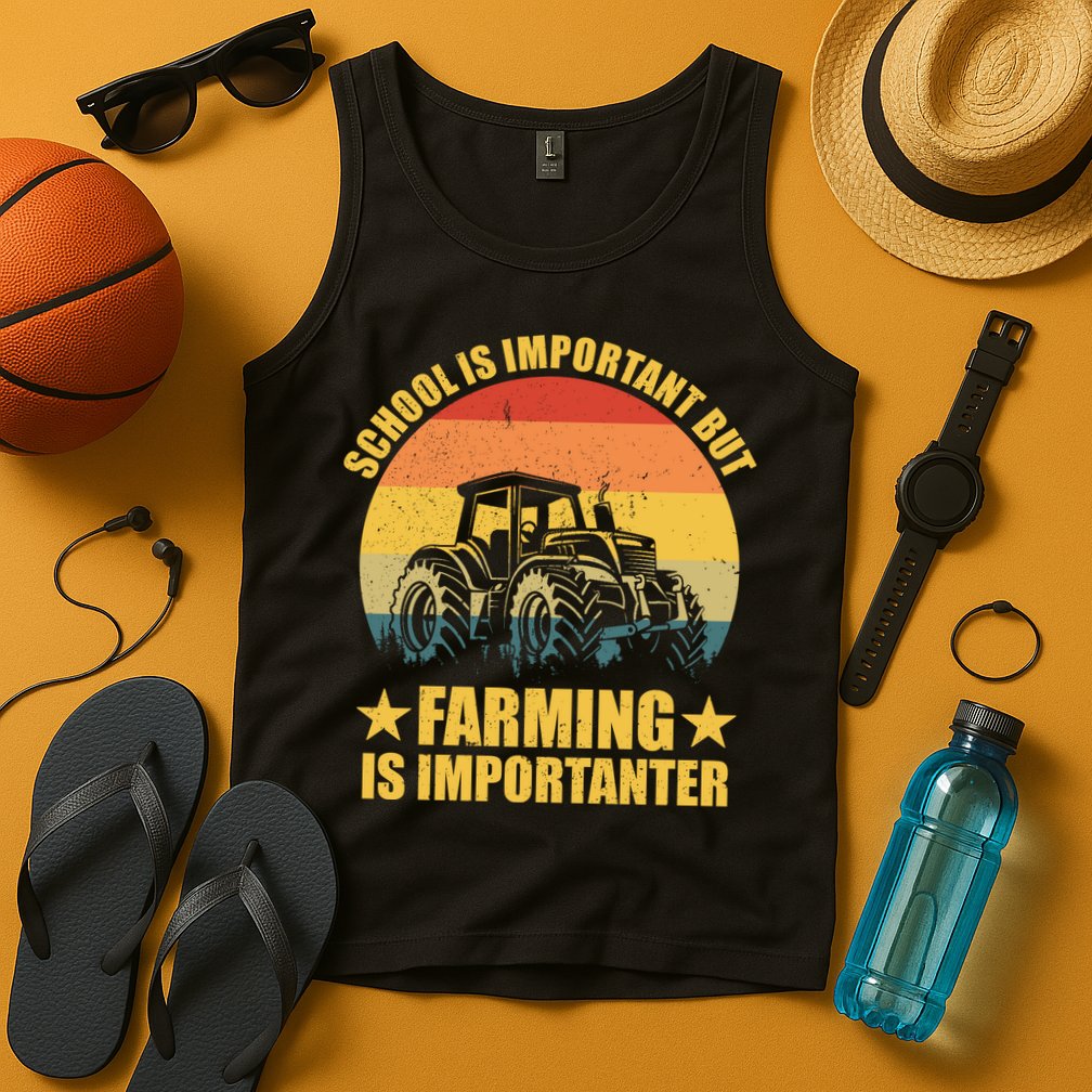 School Is Important Farming Is Importanter Tank Top