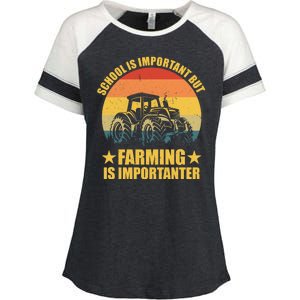 School Is Important Farming Is Importanter Enza Ladies Jersey Colorblock Tee