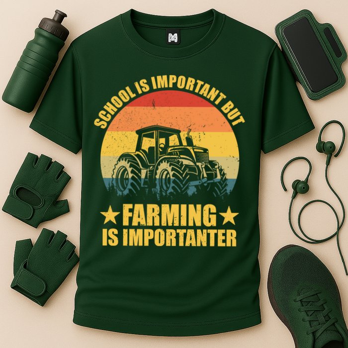 School Is Important Farming Is Importanter Cooling Performance Crew T-Shirt