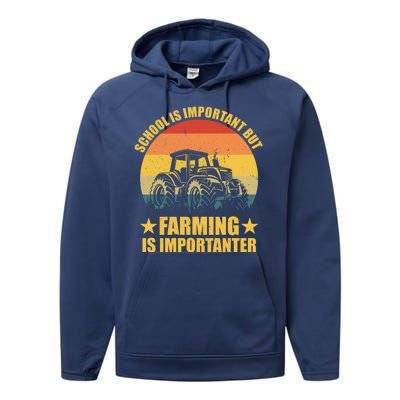 School Is Important Farming Is Importanter Performance Fleece Hoodie